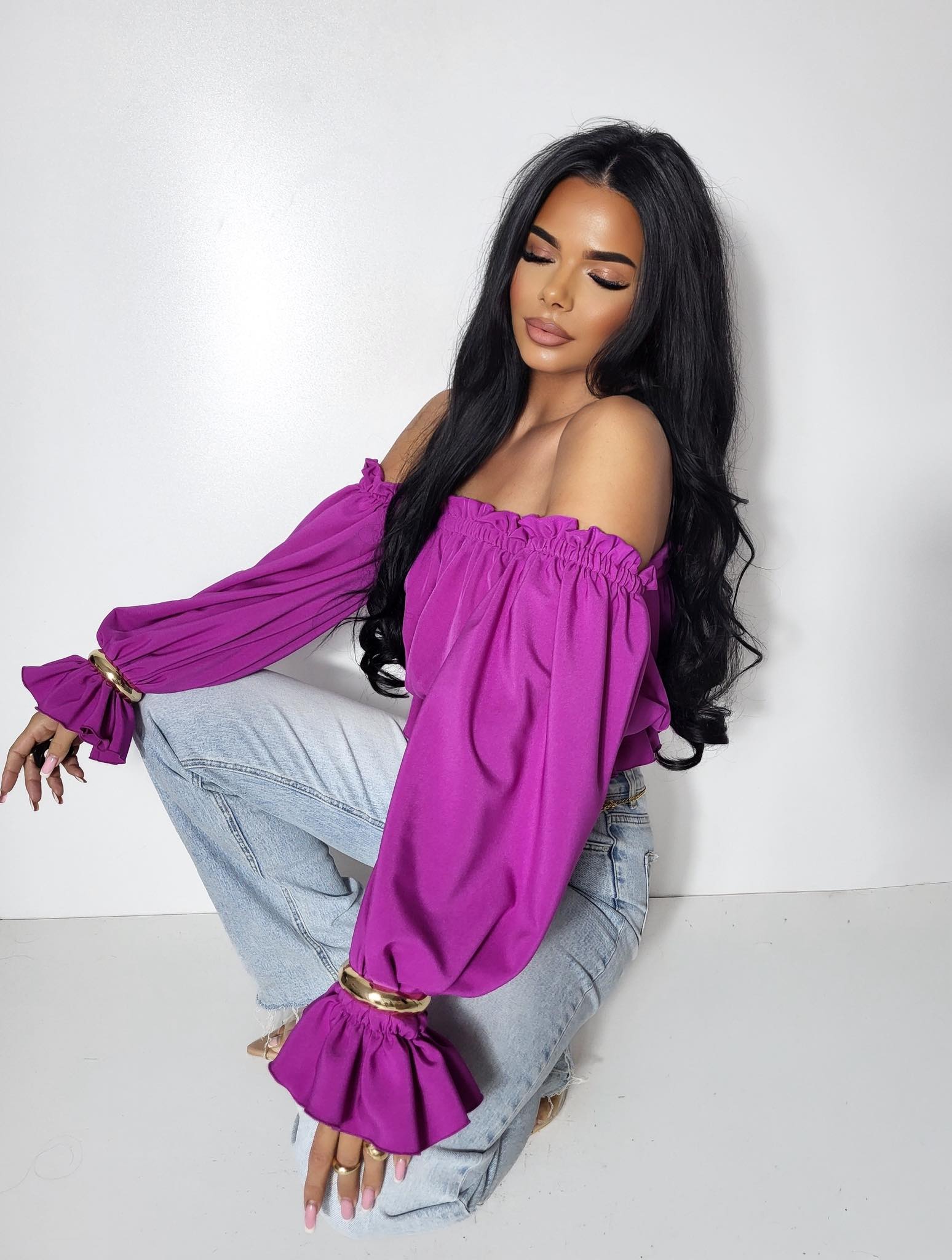 Bluzka hiszpanka Lala fuksja Besquar — polski producent - Lexandra Style