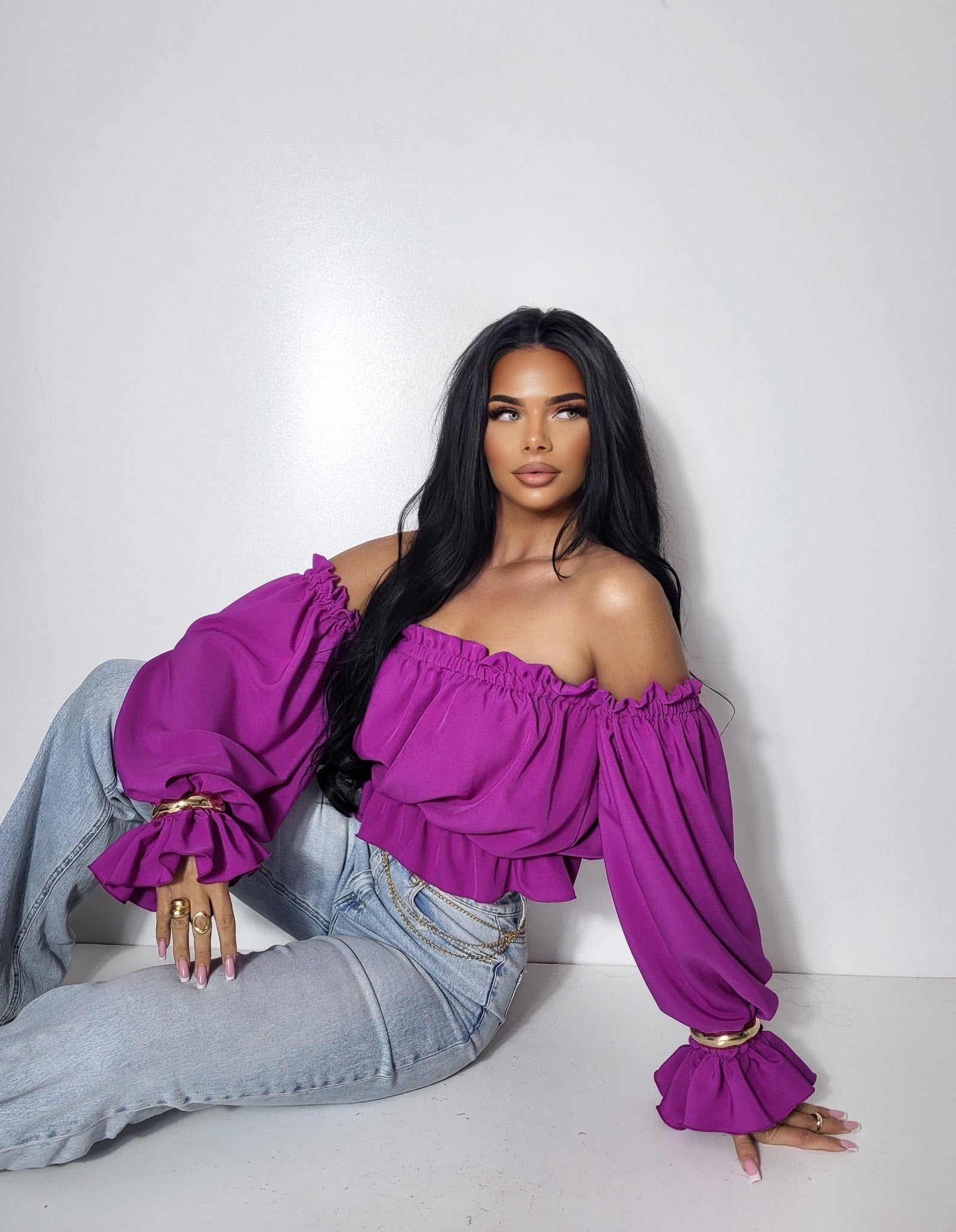 Bluzka hiszpanka Lala fuksja Besquar — polski producent - Lexandra Style