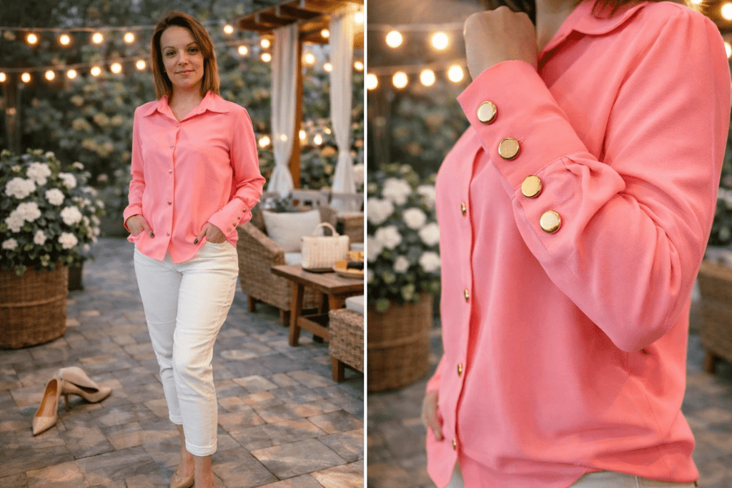 Koszula neon koral 80% bawełna Marine — polski producent - Lexandra Style