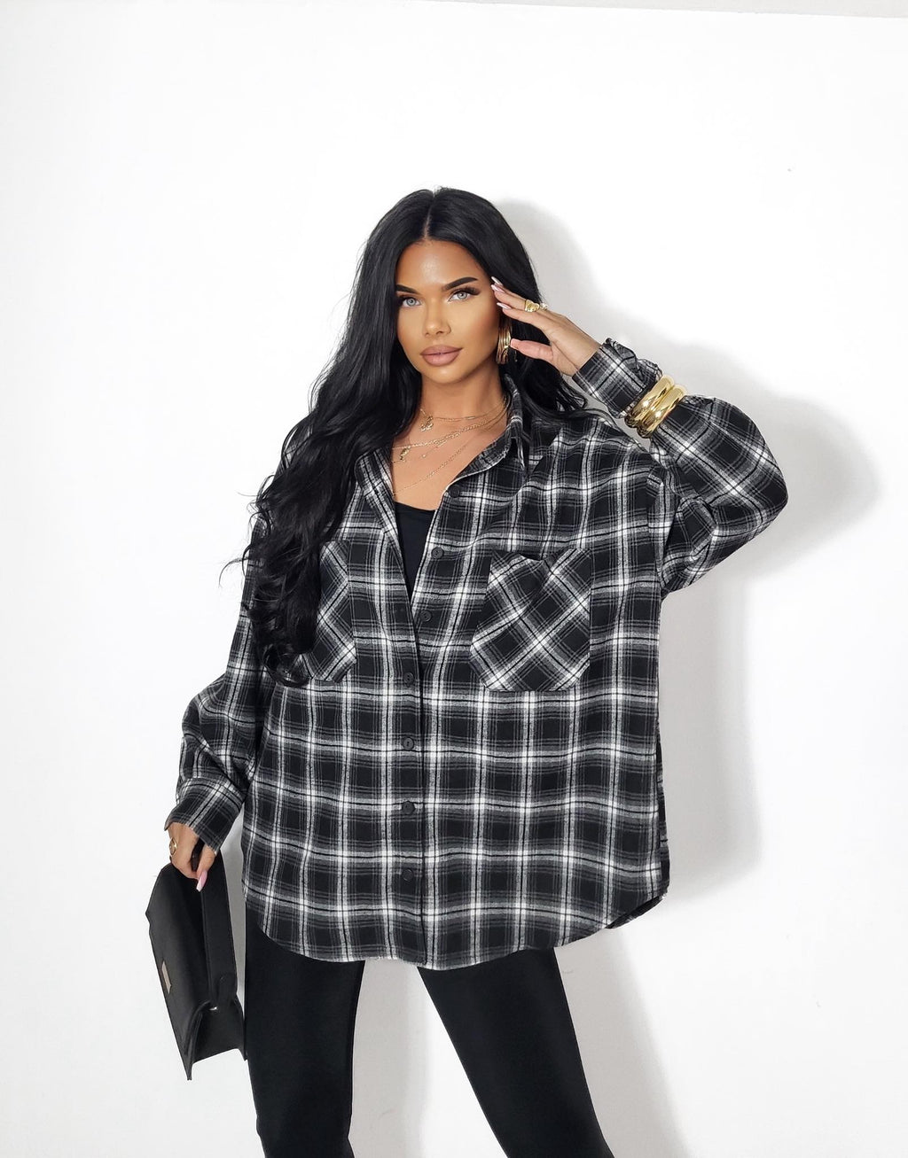 Koszula Plaid krata czarny - Lexandra Style