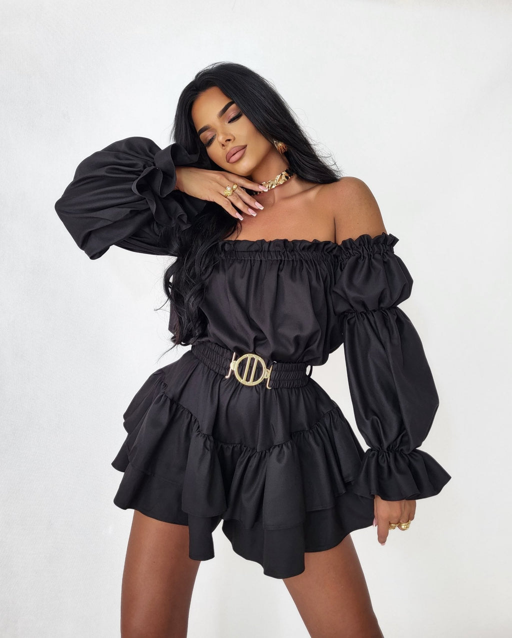 Sukienko kombinezon Charlotte czarny - Lexandra Style