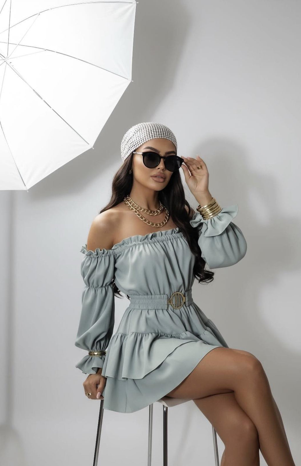 Sukienko kombinezon Charlotte szałwia - Lexandra Style